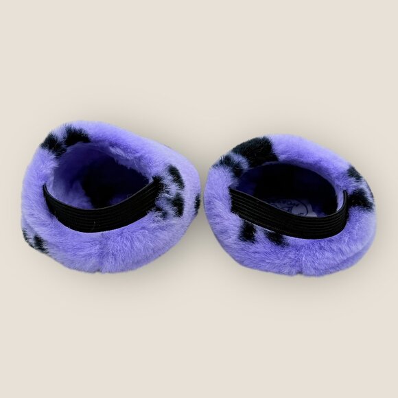 Build-A-Bear Workshop Purple Black Plush Paw Print Bear Slippers BAB Clothes B - Picture 4 of 7